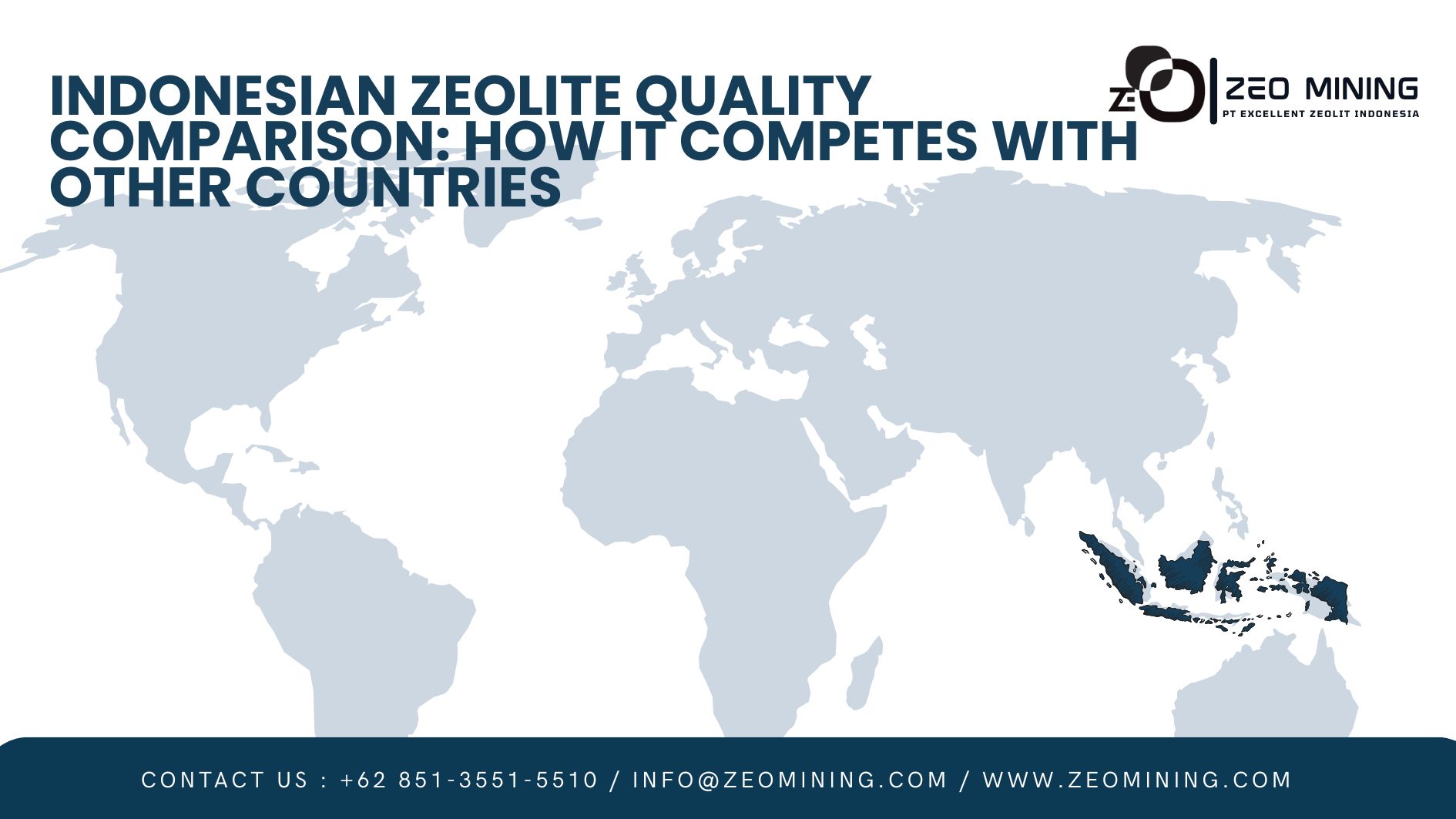 Indonesian zeolite quality comparison chart with Turkey, China, U.S., and Japan