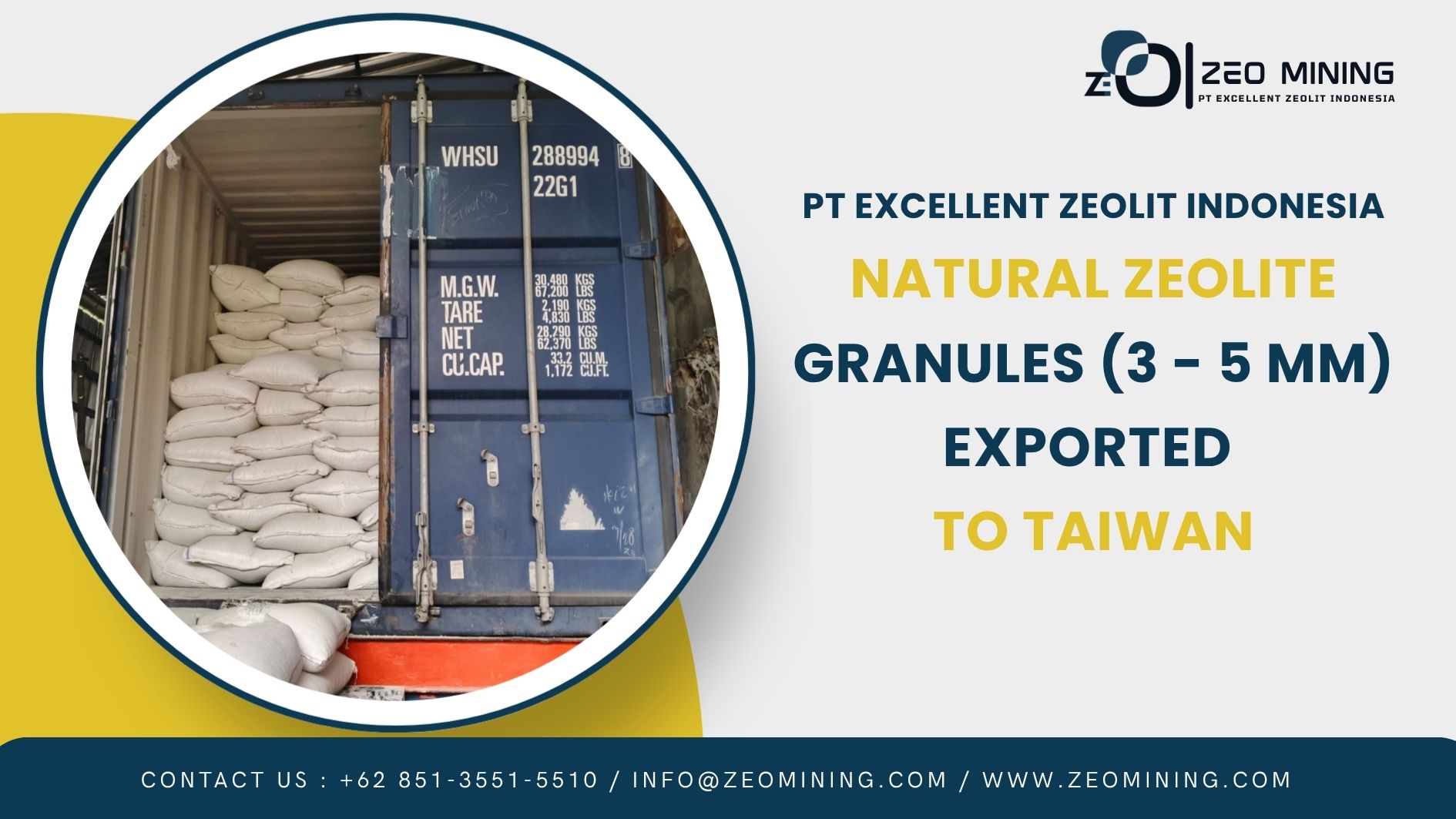 Natural Zeolite Granules Export to Taiwan by PT Excellent Zeolit Indonesia