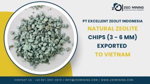 Natural Zeolite Chips 3–6 mm prepared for export shipment to Vietnam by PT Excellent Zeolit Indonesia.
